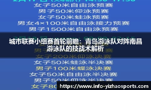 城市联赛小组赛首轮前瞻：青岛游泳队对阵南昌游泳队的技战术解析