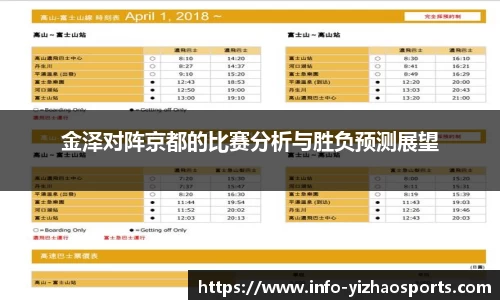 金泽对阵京都的比赛分析与胜负预测展望